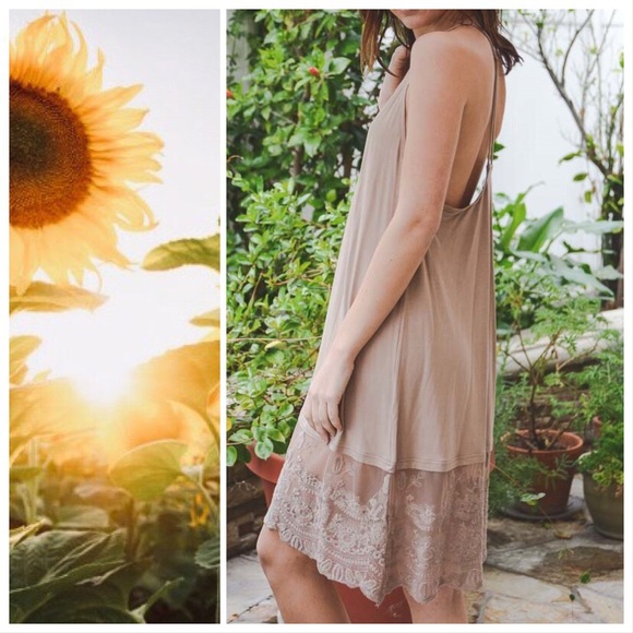 Layering Mocha Lace Slip Dress - Picture 4 of 8